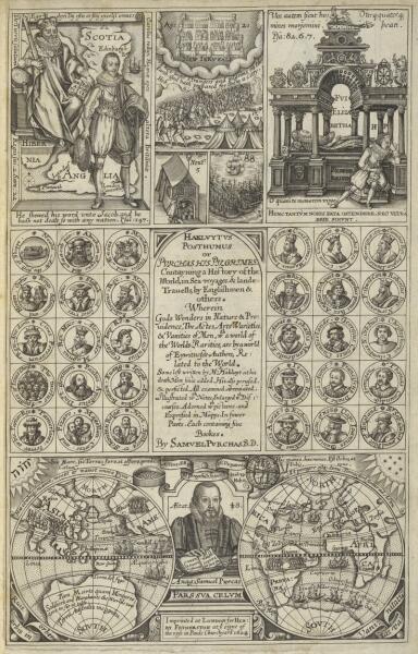 Титульный лист книги Сэмюэля Печеса Мagnum opus: Hakluytus Posthumus, или Purchas his Pilgrimes, Лондон, 1625 г.