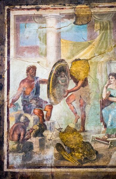 Фетида на античной фреске из Помпей