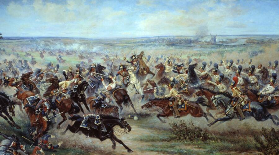 В. В. Мазуровский, «Атака лейб-гвардии Конного полка на французских кирасир в сражении под Фридландом 2 июня 1807 года», 1912 г.