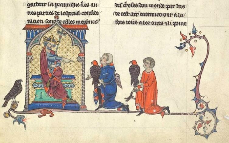 Страница из средневекового трактата «De Arte Venandi cum Avibus» («Искусство охоты с птицами»)