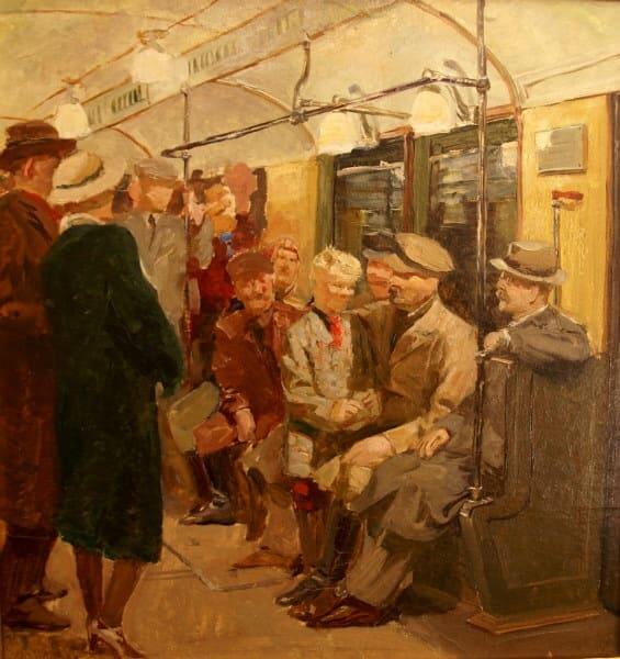 К. Н. Аксенов, «Сталин и Молотов на запуске первого поезда метро», 1950-е гг.