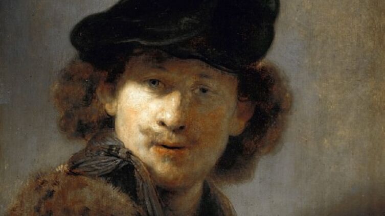 Рембрандт Харменс ван Рейн, «Автопортрет в берете и меховом плаще» (фрагмент), 1634 г.