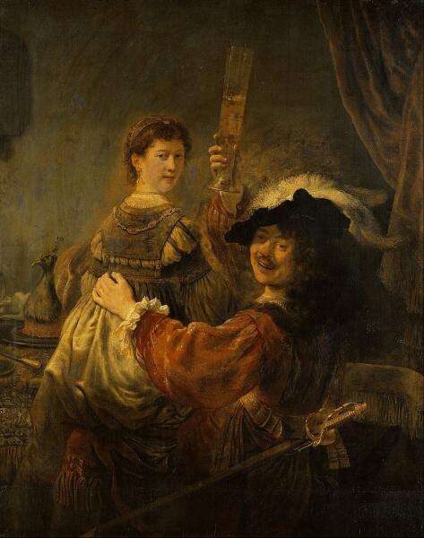 Рембрандт и Саския на картине «Блудный сын в таверне», 1635г.