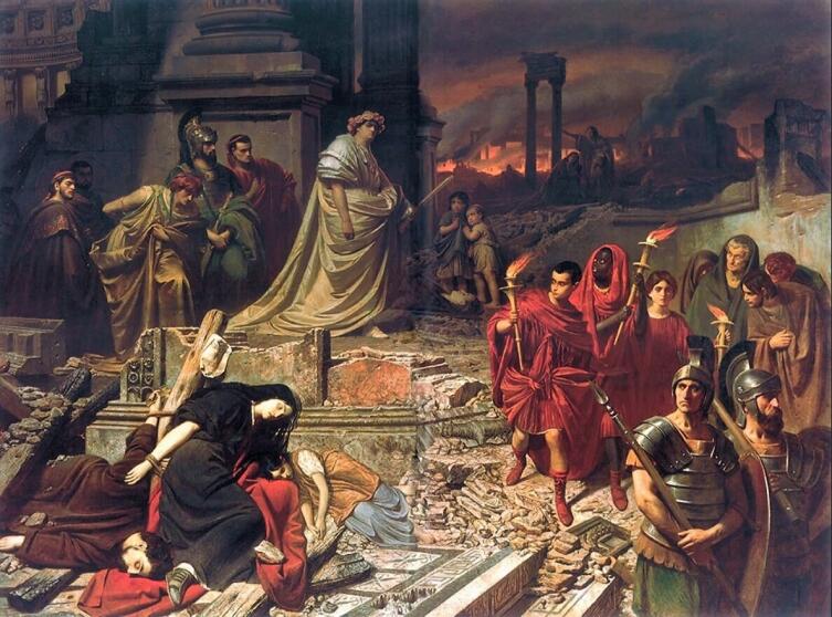 Карл Теодор фон Пилоти, «Нерон смотрит на горящий Рим», ок. 1861 г. 