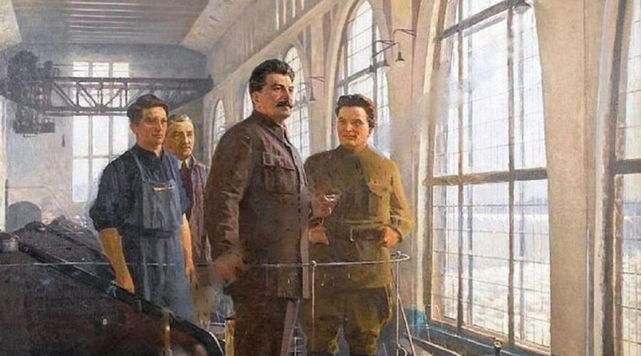 А. Н. Самохвалов, «Сталин и Киров на Волховстрое» (фрагмент), 1950 г.