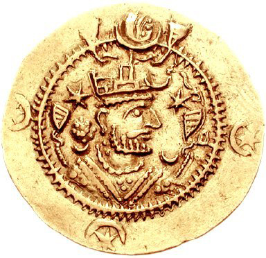 Изображение Кавада I на золотом динаре