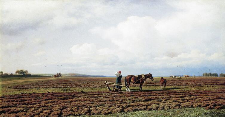 Клодт М. Ю., «На пашне», 1872 г.