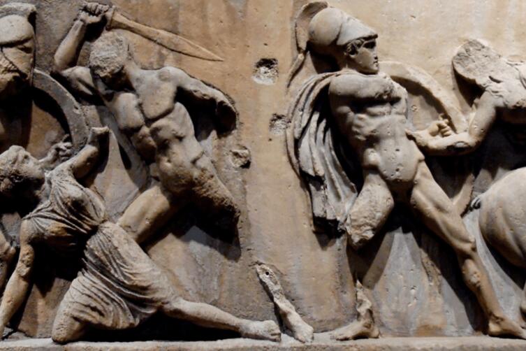  Скопас. Битва греков с амазонками. Фрагмент фриза Галикарнасского Мавзолея