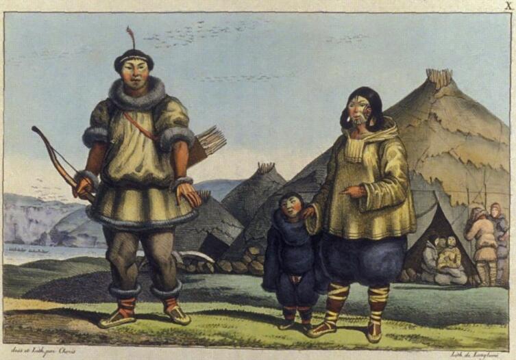 Рисунок семьи чукчей, 1816 г.