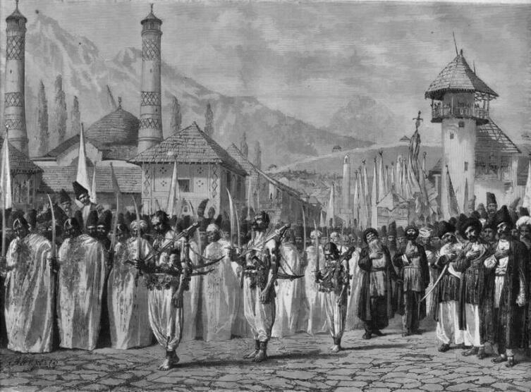 «Религиозная процессия на Мухаррам в Шуше». Картина В. В. Верещагина. 1865 г.