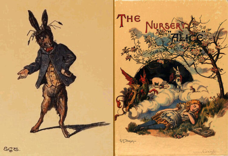 Скан обложки «The Nursery Alice», 1890. Художница — Эмили Гертруда Томсон