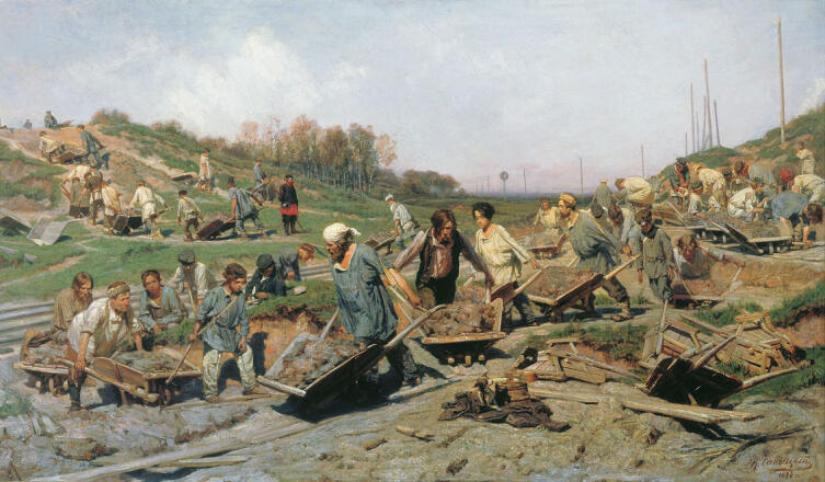 Савицкий К. А. «Ремонтные работы на железной дороге», 1874 г.