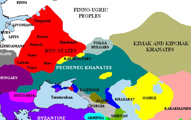 Карта распределения народов в начале 2-го тысячелетия