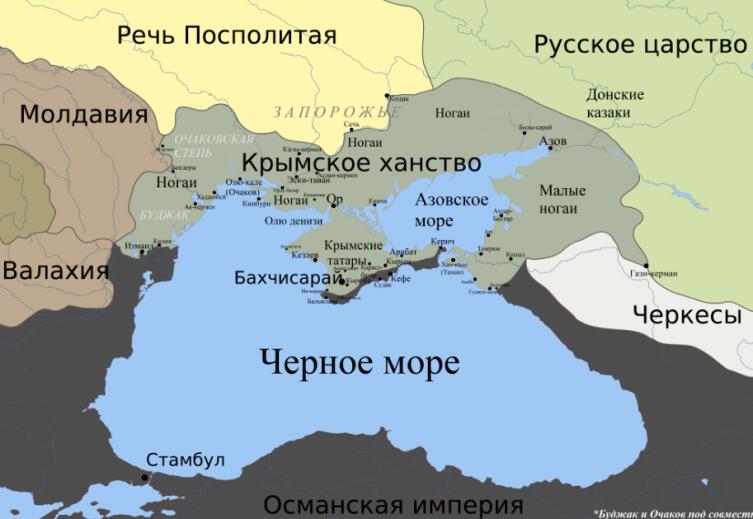 Крымское ханство и Дикое поле, политическая карта Причерноморья в 1600 г.