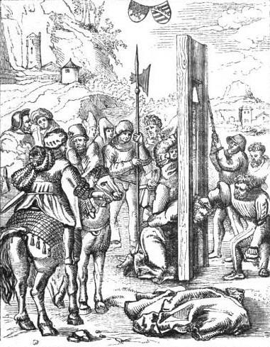  Казнь англичанами ирландского повстанца Меркода Баллаха в 1307 г. Гравюра из первого лондонского издания «Хроник Холиншеда», 1577 г.