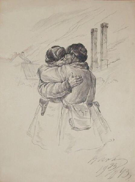 В. А. Серов, «Встреча воинов», 1943 г. 