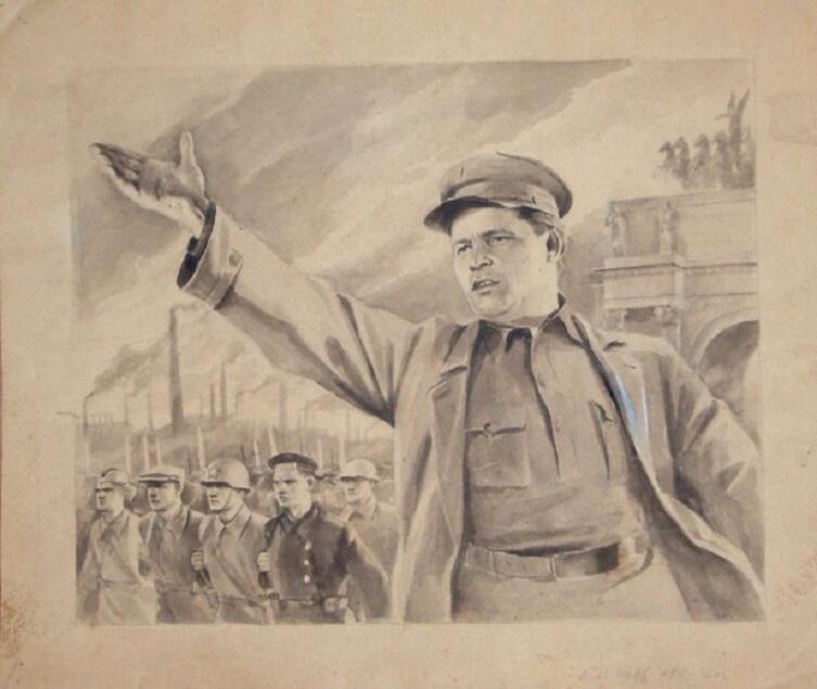 В.А.Серов. «С. М. Киров призывает к защите Ленинграда», 1942 г. 