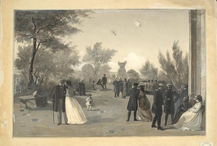 Памятник капитану 1-го ранга А.И. Казарскому на Малом Бульваре в Севастополе. 1871-1872 гг., рис. Мясоедова Г. Г.