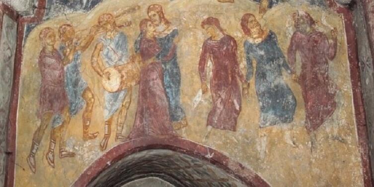 Фреска «Сыны Божии и дочери человеческие», 14 век, Сербия