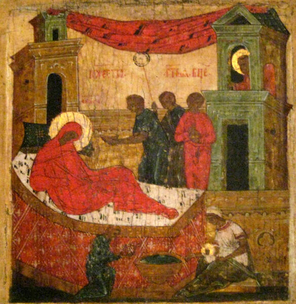 Рождество Богородицы. Псковская икона XVI—XVII веков