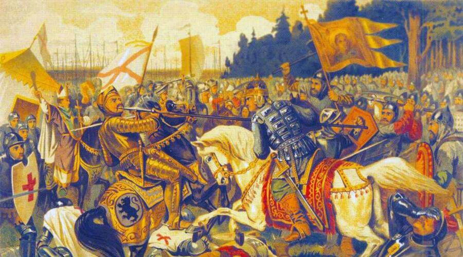 «Бой Александра Невского с ярлом Биргером», картина Алексея Кившенко