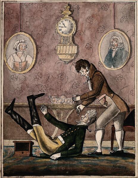 "Модный дантист". Рисунок Джеймса Гилрея, 1790 г.