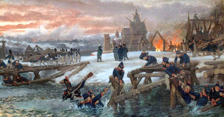 Лоуренс Альма-Тадема. «Наведение понтонов французами через Березину», 1869 г.