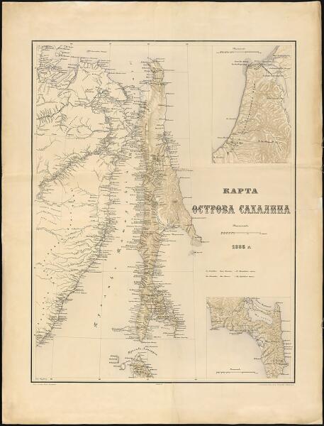 Карта острова Сахалин, 1885 г. Редактор Большев