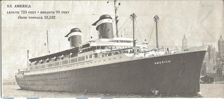 Изображение корабля в брошюре СС Америка за март 1954 г.