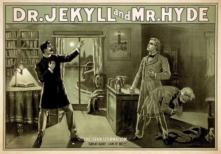 Афиша XIX века с анонсом спектакля о Джекиле и Хайде