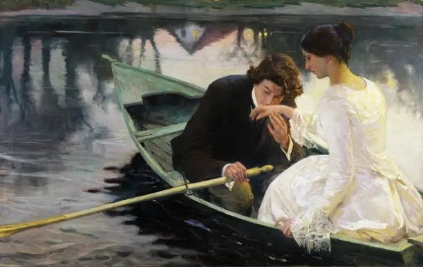 Франц Поль Гильери, «Влюбленная пара в лодке», 1891 г.