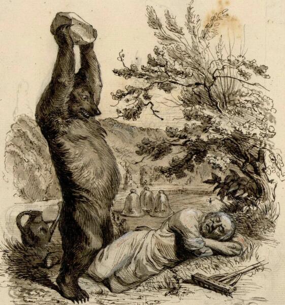 Иллюстрация к басне «Пустынник и медведь» Иллюстрация к басне «Пустынник и медведь»