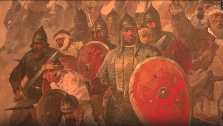 Н. А. Ращектаев, фрагмент диорамы «Оборона Козельска 1238», 1988 г.