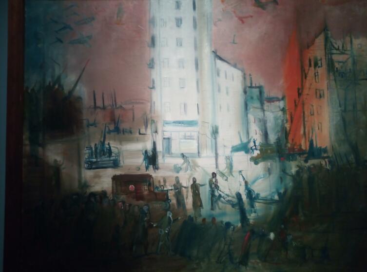 Александр Лабас, «Противовоздушная оборона», 1932 г. (впечатление от военных маневров). Александр Лабас, «Противовоздушная оборона», 1932 г. (впечатление от военных маневров).