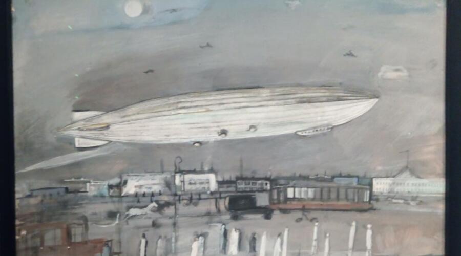 Александр Лабас, «Дирижабль над городом», 1931 г. 