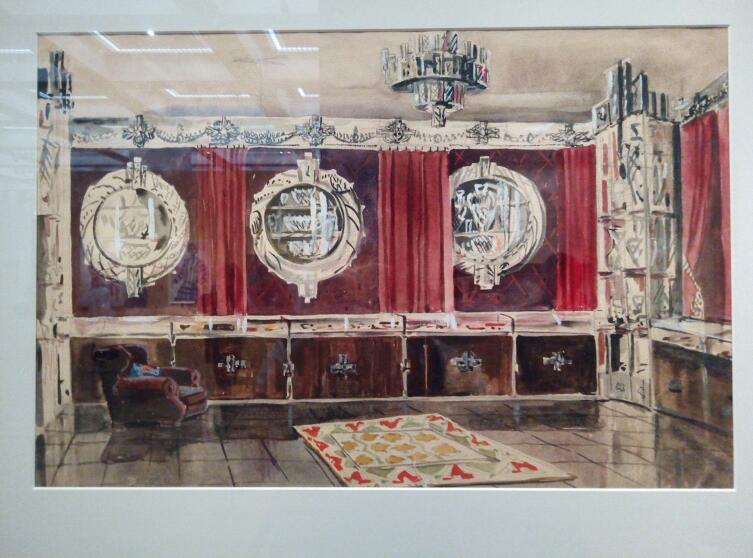 Эскиз оформления ювелирного магазина, конец 1940-х