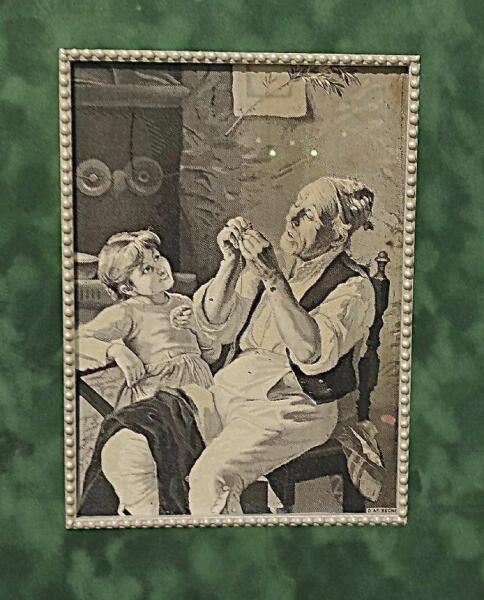 «Первые уроки» — по картине итальянского жанрового художника Луиджи Беки (1830—1919), работавшего в своеобразной манере письма «мазком (ударом) и пятном», близкой к технике импрессионистов