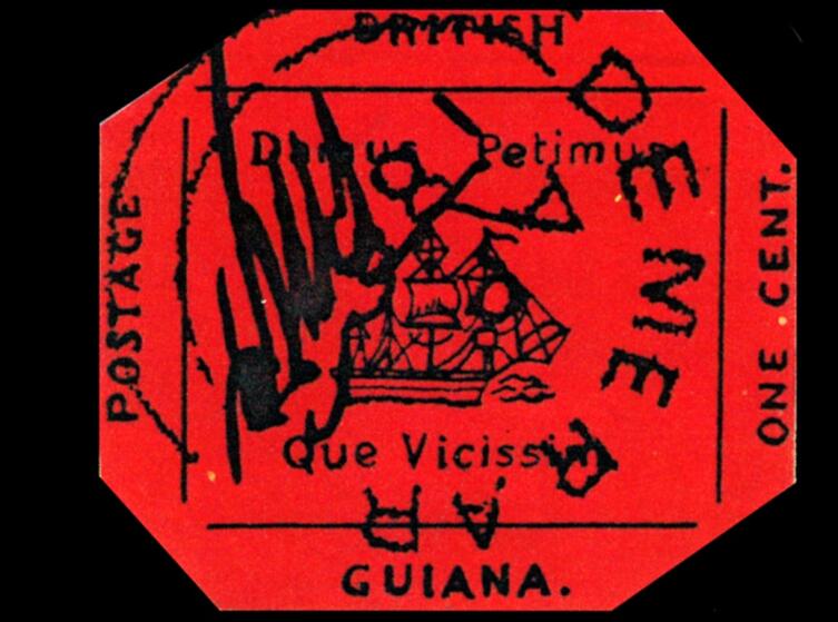 Одноцентовая марка Британской Гвианы. Одноцентовая марка Британской Гвианы.